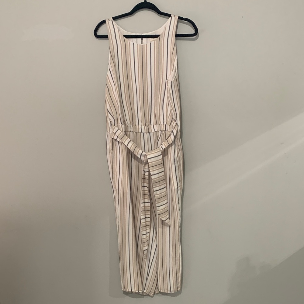 Loft Striped Sleeveless Cropped Jumpsuit